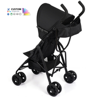 Poussette parapluie compacte 8 roues, pliable, avec position assise ou allongée, châssis métallique et grand panier de rangement pour bébé - Vente en gros