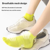 Chaussettes de sport professionnelles pour cheville, fines en maille d'été, tricotées en polyester, pour hommes, course à pied, marathon, antidérapantes, protection du talon, type bateau