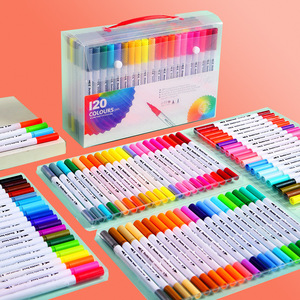 Útiles escolares Pluma de pincel de acuarela Personalizada 12-120 colores Juego de rotuladores de pincel de doble punta Marcador de Arte de colores Fineliner Pluma de color - Product Image 3