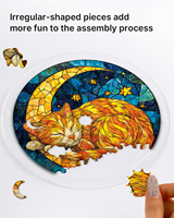 Atrapasueños de Acrílico con Diseño de Gato Nocturno, Rompecabezas, Diseño Personalizado ODM, Decoración para Tiendas de Mascotas y Dormitorios