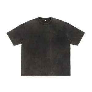 Ustom-Camiseta de manga corta con piedra lavada, prenda de vestir con piedra de 250GM, 100% O