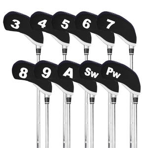 Set of 10 Golf Cue Protective Covers Two-Color Diving <b>Material</b> with Magnetic Closure <b>Waterproof</b> Window Iron Rod Cover - Product Image 1