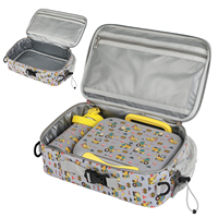 Personalizado portátil sin BPA PP plástico niños almuerzo Bento bolsa conjunto lindo termo escolar con microondas contenedor de alimentos botella de agua