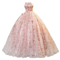 Nouvelle Robe de Scène Rose Atmosphérique Française pour Performance, Costume de Princesse à Voile Flottant pour Chant Solo Magnifique