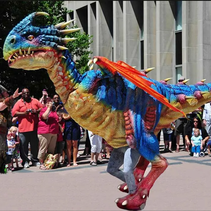 חיים-גודל להתאמה אישית למבוגרים דינוזאור הליכה תלבושות מציאותי Raptor דינוזאור תחפושות
