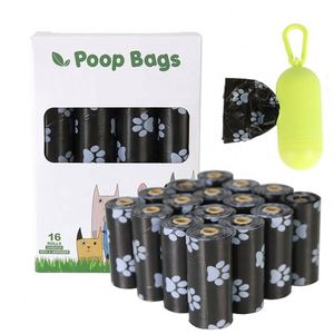 RTS 16 rouleaux de sacs à déjections canines biodégradables écologiques avec motif de patte mignon et support de sacs à déjections design - Product Image 1