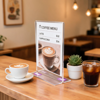 Support de présentation de table en acrylique transparent pour menu, brochure, magazine, porte-documents, organisateur de bureau, logo personnalisable
