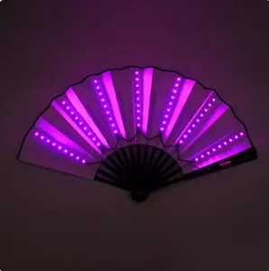 Opvouwbare Ventilator Led Fans Flow Art Licht 7 Kleuren Voor Bar Net Rode Nacht Glow Fluorescerende Ventilator