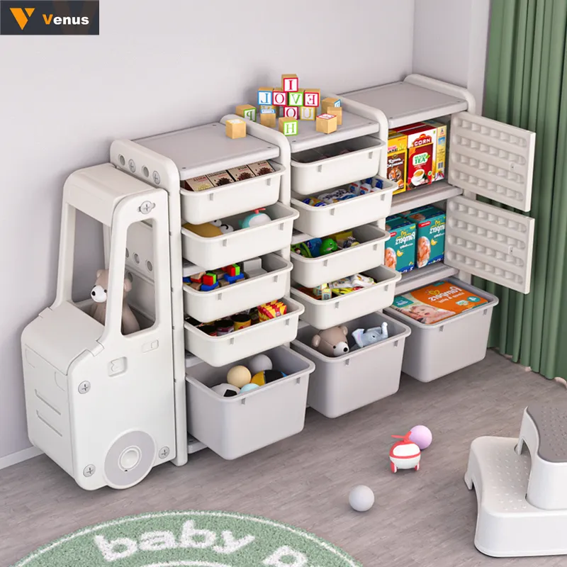 Car Shape Kids Storage Cabinet Toy Storage Shelf Plastic Kids Book Shelf Kids Clothes Cabinets Cars Cabinet