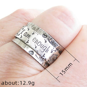 Bague bohème en acier inoxydable F635, motif végétal, cadeau unisexe, bijoux tendance - Product Image 5