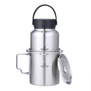 Attrezzatura da Campeggio Tiartisan, Borraccia <span class=keywords><strong>in</strong></span> <span class=keywords><strong>Acciaio</strong></span> <span class=keywords><strong>Inox</strong></span> a Parete Singola 1050ml, Tazza 750ml e Borsa Portaoggetti - Product Image 2