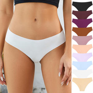 European American Sports Sexy High-Rise Women's Quick-Drying Seamless Eco-Friendly Ice Silk Briefs Solid Pattern Plain Dyed Logo - Product Image 3