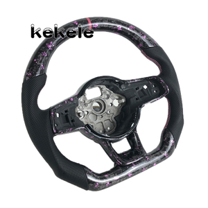 Volante de Fibra de Carbono Forjado <span class=keywords><strong>Rosa</strong></span> para <span class=keywords><strong>Volkswagen</strong></span> MK7, Compatible con GTI MK5 MK6 MK8 Golf 2015 2016 2017 2018 2019, Personalizable - Product Image 5