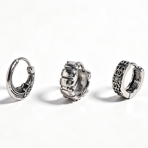 Unisex Punk Hip Hop <span class=keywords><strong>Goth</strong></span> Kreolen Kreuz-Anhänger Piercing-Schmuck Edelstahl Hypoallergene Ohrringe für Männer und Frauen - Product Image 2