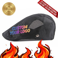 Gorra de malla para hombre, estilo boina británica con visera, transpirable, informal, étnica, ajustable, para verano y exteriores