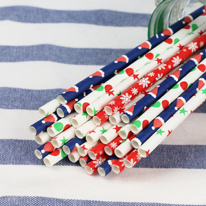 Christmas <b>Paper</b> Straws Disposable <b>Biodegradable</b> Party Decorative Straight Pipe 100 Pcs - Product Image 4