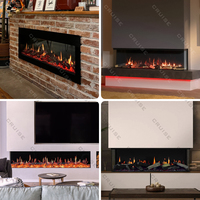 Chimenea Eléctrica Moderna CRUISE de 640 mm con Pantalla LCD Virtual Lineal 3D, Calefacción Electrónica, Sincronización de Llama de Madera, para Hogar y Hotel