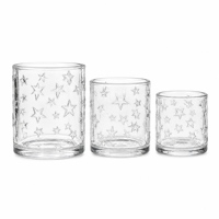 Porte-bougie votif en verre transparent esthétique simple avec motif étoilé pour projet de design d'intérieur et décoration intérieure