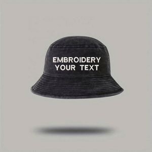 Custom Embroidered Bucket <b>Hat</b> Adjustable Cotton Outdoor <b>Sun</b> Protection Cap for <b>Men</b> Women Hand Drawn One Piece MOQ for Cycling - Product Image 3