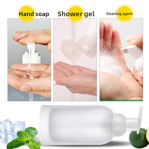 In Stock 250ml 375ml Clear Frosted Shampoo Face Hand Wash Cleanser Glass Foaming Foam <b>Pump</b> Bottle Soap Dispenser Glass Bottle - Product Image 6