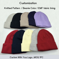 Bonnet anti-radiation 100 % coton avec broderie 3D, protection EMF, chapeau tricoté pour voyage, bloque WiFi 5G, micro-ondes, RF 99,99 %