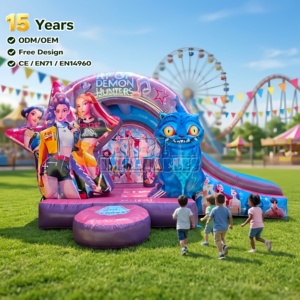 Castillo Inflable Comercial con Certificación CE, K-POP, de PVC de 0.55mm, con Tobogán, para Niños, para Alquiler - Product Image 1