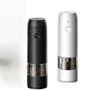 Ensemble moulin à sel et à poivre électrique minimaliste populaire en acier inoxydable avec réglage de la grosseur, design portable pour chefs - Product Image 1