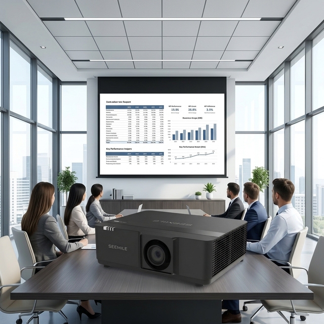 High-Cost-Performance DLP Laser Engineering Projector 8800 Lumens, Long Lifespan for Reliable Large-Scale Installation.
