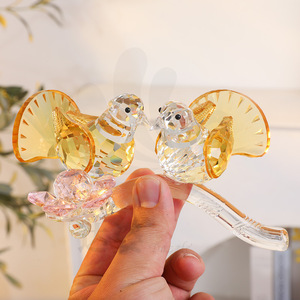 Crystal Bird Couple Ornament 12cm Length Valentine's Day Gift Decor For Home <b>Table</b> <b>Decoration</b> - Product Image 3