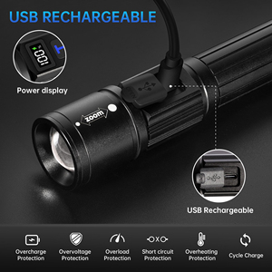 Linternas Recargables, Paquete de 2, Súper Brillantes, Alto Lumen, 5 Modos, Zoom, con Pantalla LCD Digital, para Camping - Product Image 3