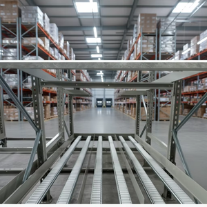 Industrial FIFO Pallet Flow <b>Racking</b> System Heavy Duty Steel Gravity Rack Modular Warehouse <b>Storage</b> High Load Capacity Powder - Product Image 1