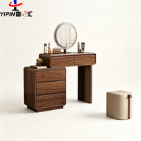 Coiffeuse en bois massif compacte pour chambre à coucher, moderne et minimaliste, avec tiroirs intégrés, bureau de maquillage extensible multifonctionnel