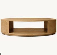 Table basse ronde ouverte moderne MONTECITO, style américain, en chêne massif, mobilier de villa de haute qualité