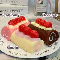 Jouet de décompression Kawaii en TPR, simulation de gâteau, accessoires pour maison de poupée, jouet à presser en forme de cheesecake souple