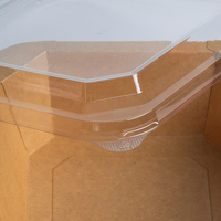 Boîtes en papier kraft épaissi OEM, recyclables et compatibles micro-ondes, avec couvercle, pour aliments, jetables, carrées, octogonales, à emporter, pour salades et déjeuners