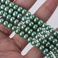 Haute qualité 6*7mm vert cuit à la vapeur chignon perle boulier perles perles d'eau douce naturelles bijoux