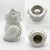 Brûleur à cire fondante et chauffe-thé en forme de hibou blanc ajouré pour aromathérapie, décoration
