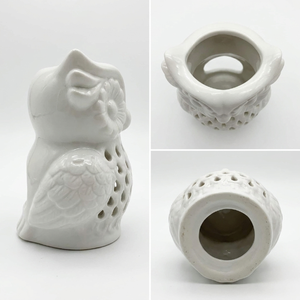Bruciatore per aromaterapia a forma di gufo bianco, scaldacera e diffusore di fragranze, decorazione traforata - Product Image 4
