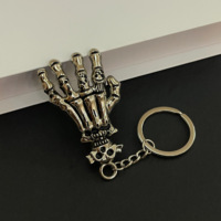 Porte-clés en métal style punk squelette, croix de mort, breloque de sac gothique, décoration d'Halloween, cadeau