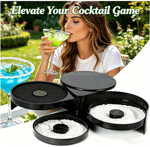 Ensemble de bordureurs de verres en plastique à 3 niveaux, réutilisables, noirs, pour bar, outil professionnel de barman avec boîte à <span class=keywords><strong>sel</strong></span> portable et plateaux rotatifs - Product Image 3