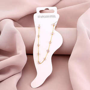 Chaînes <span class=keywords><strong>de</strong></span> <span class=keywords><strong>Cheville</strong></span> Bohèmes en Acier Inoxydable Plaqué <span class=keywords><strong>Or</strong></span> 18 carats avec Pierres Naturelles pour Unisexe – Vente Chaude Ins Été - Product Image 6