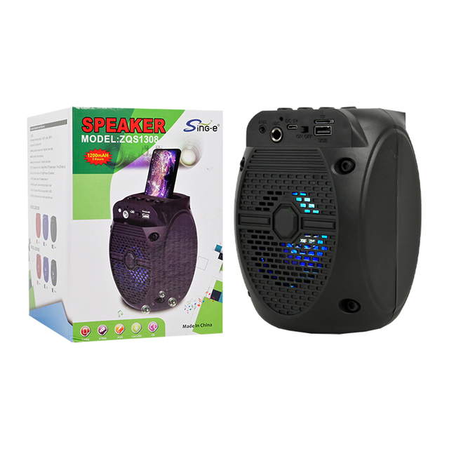 SING-E ZQS1308 Portable Blue Tooth Speaker Mini Desktop Audio Subwoofer RGB Home Party Radio