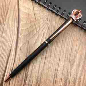 Cadeaux de mariage personnalisés populaires, stylo en métal, stylo à bille avec couronne en cristal - Product Image 5