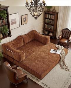 Modulares Teddy-<span class=keywords><strong>Sofa</strong></span> mit Doppelfunktion, Retro-Schlafsofa aus sandfarbenem Stoff, modernes, komprimierbares Klappsofa für kleine Wohnungen und Wohnzimmer - Product Image 3