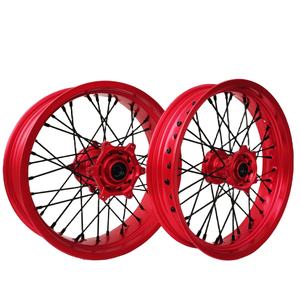 Ruedas <span class=keywords><strong>Supermotard</strong></span> de 3.5*17 Delanteras y 5.0*17 Traseras, Color Rojo, <span class=keywords><strong>Precio</strong></span> de Fábrica - Product Image 2