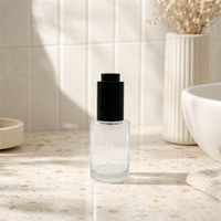 Flacon vide en verre transparent pour huile essentielle ou sérum, 10ml, 20ml, 30ml, avec bouchon à pression noir, cylindre rechargeable, cosmétique transparent
