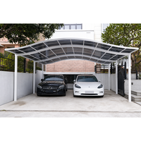 Abri de voiture moderne à double couche en aluminium avec protection UV pour jardin extérieur, stationnement pour 2 voitures