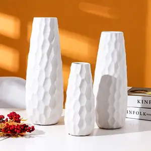 定制北欧风格简约设计白色桌面花盆陶瓷花瓶家居装饰礼品
