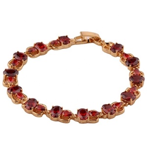 Bracelet chaîne en or rose 18 carats avec rubis pour femme, bijoux en rubis et zircon, vente en gros à bas prix à Guangzhou - Product Image 1