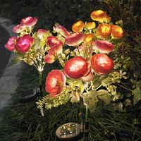 Nouvelle lumière artificielle de fleur de rose à énergie solaire étanche vente chaude décoration de jardin extérieur lampe de pelouse de noël